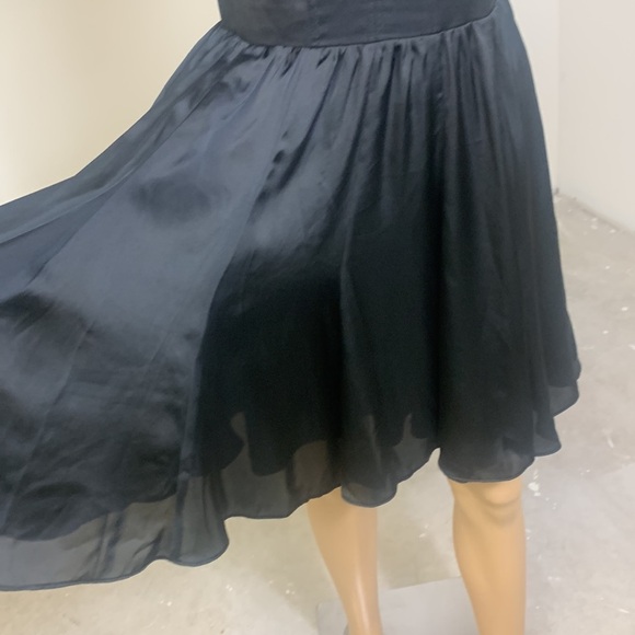 Guess Corset Sleeveless Black Sheer Dot Neck Satin Skater Dress Size 4 - Picture 4 of 11